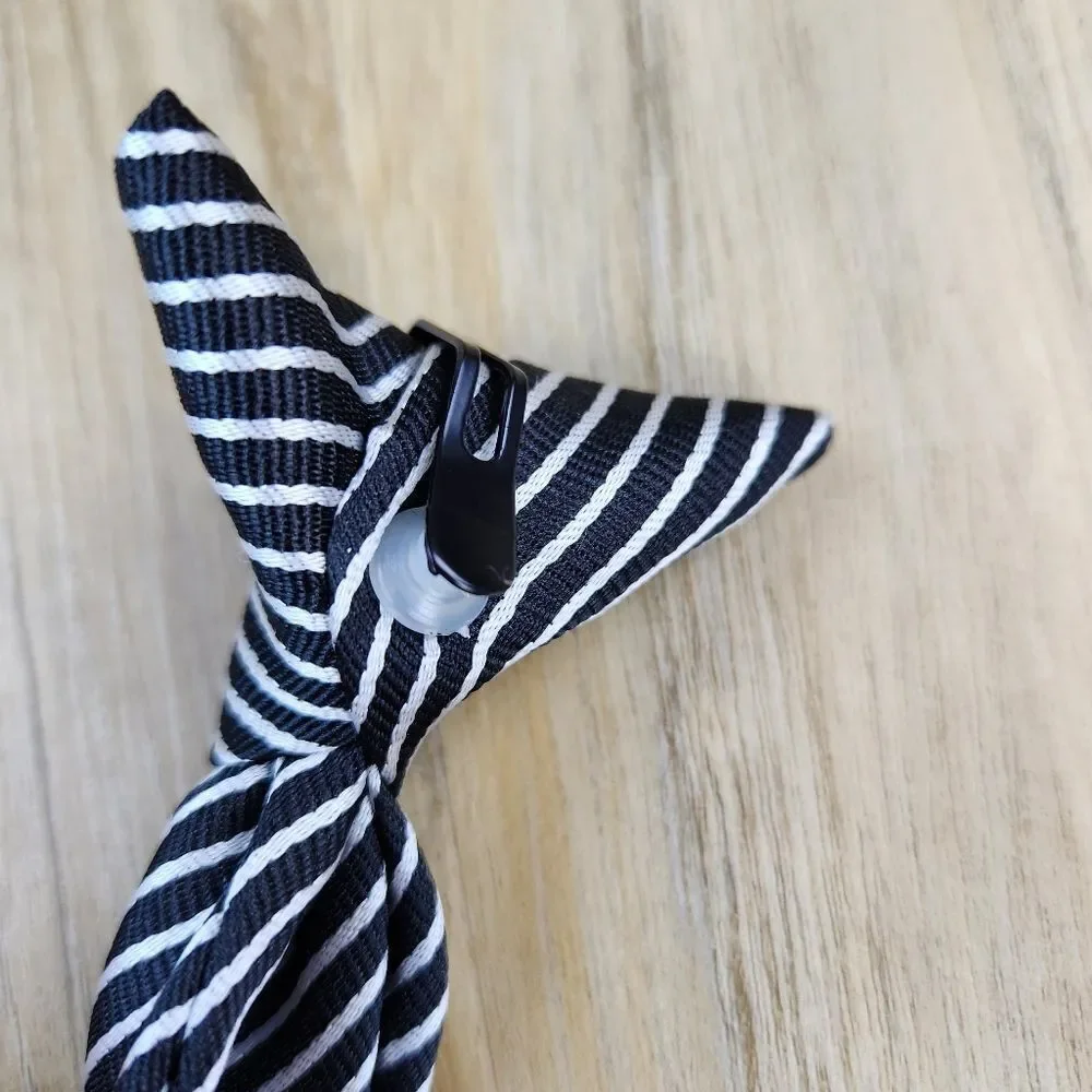 💜Black Striped Pre-Tied Clip-on Tie Youth Large 12/14